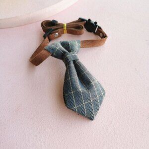 Adjustable Denim Pet Bowtie Collar Dogs Cats - Stylish Plaid Fashion Accessory